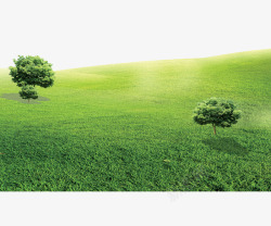 绿色的云朵草地和树高清图片