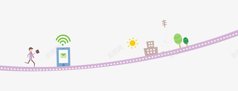 奔跑的人png免抠素材_88icon https://88icon.com 人物 公路 卡通 城市 奔跑 手机 手绘 水彩 紫色 马路