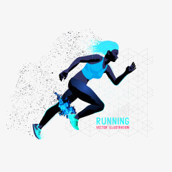 奔跑的女运动员奔跑矢量图高清图片