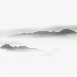 手绘山水画中国风手绘水墨风景山高清图片