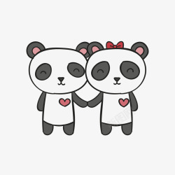 熊猫卡通爱情动物矢量图素材