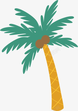 夏天海边卡通椰子树矢量图素材