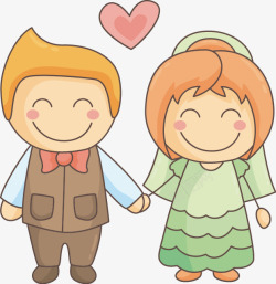 相爱的人可爱动画人物手拉手情侣插图高清图片