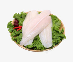 海鲜涮烤菜品巴沙鱼柳无骨鱼片高清图片