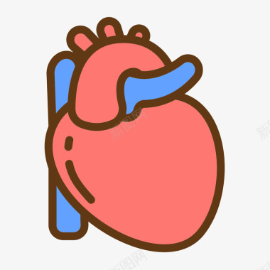 红色手绘线稿心脏人体器官图标图标