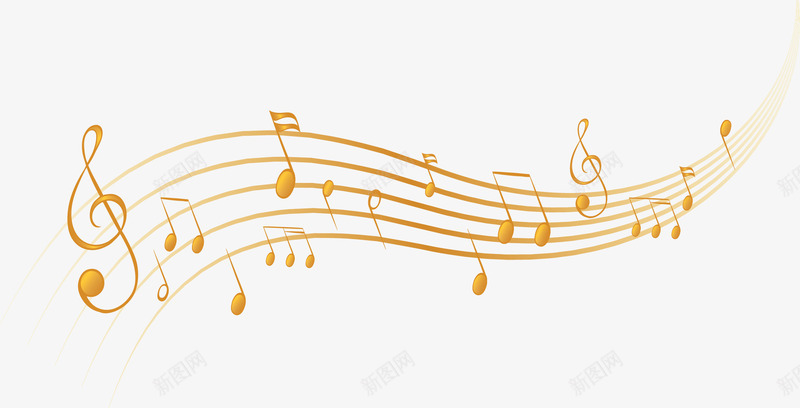 金色波浪五线谱音符矢量图ai免抠素材_88icon https://88icon.com 五线谱 彩绘音符 波浪五线谱 矢量png 矢量图 金色音符 音乐节 音符 音符花边 飞扬的音符