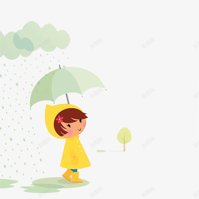可爱卡通插图下雨天撑伞的小女孩png免抠素材_88icon https://88icon.com 下雨了 下雨天 卡通插图 可爱 小女孩 撑伞 雨伞