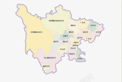 四川地图和行政区域划分素材
