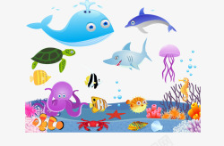 手绘海底世界鱼类矢量图素材