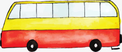 手绘水彩旅游巴士矢量图素材