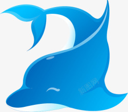 蓝色卡通鲨鱼海底动物素材