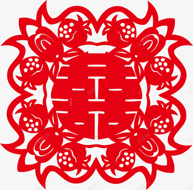 双喜花纹案png免抠素材_88icon https://88icon.com 中国元素框 中国风矢量图 中式风格 古典花纹 喜字 相框 相框图 红双喜 红色 线框 边框 边框矢量图