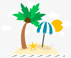遮阳伞椰子树夏天夏3立夏暑天素材