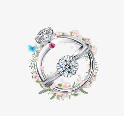 白色钻石白色钻石对戒花环装饰高清图片
