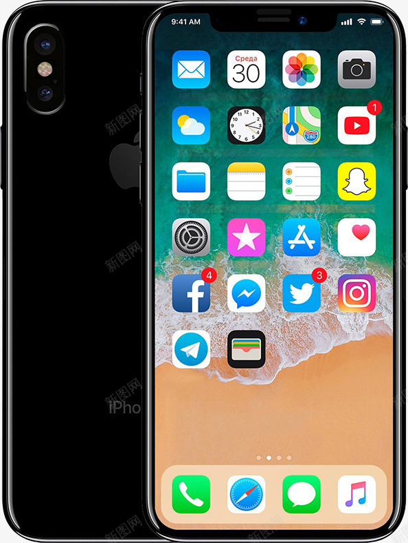 全面屏iPhone8png免抠素材_88icon https://88icon.com iPhone8 人脸识别 全面屏 创新高科技 手机 苹果8 苹果手机顶部状态栏 高科技 黑色