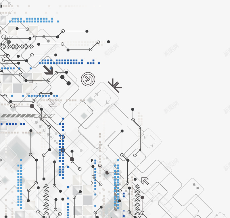 蓝色卡通线路图矢量图ai免抠素材_88icon https://88icon.com 卡通 卡通线路图 彩绘 彩色 手绘 技术 科技 箭头 线路图 矢量图