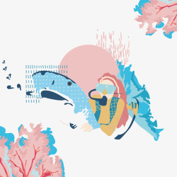 创意手绘海底世界素材