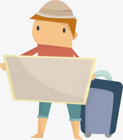 看地图的背包客卡通旅游看地图的旅游者矢量图高清图片