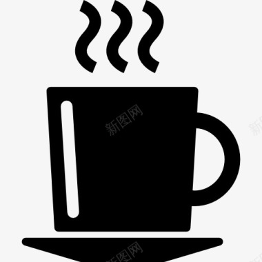 杯面热咖啡杯盘子上的图标图标