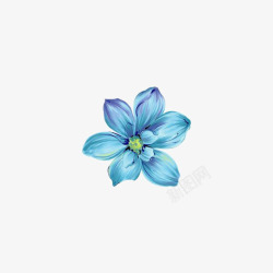 水墨鲜花蓝色花朵高清图片