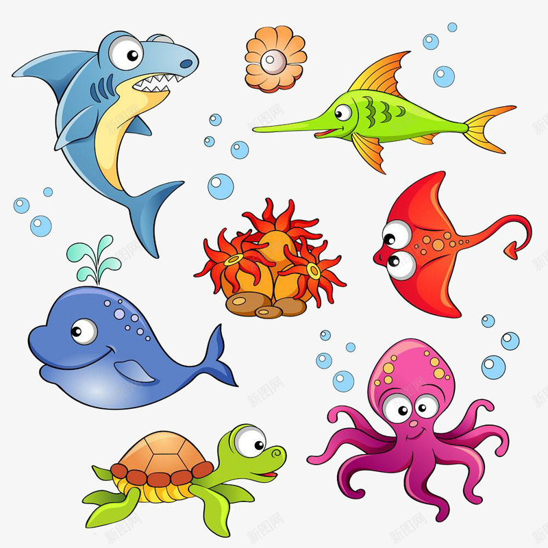海底动物图案png免抠素材_88icon https://88icon.com 动物 水下气泡 泡泡 海底 鱼