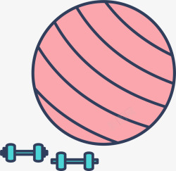 粉色健身球哑铃健身器材素材