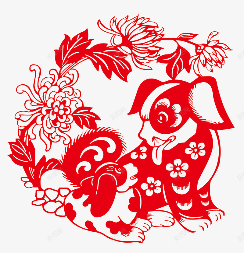 传统狗年剪纸窗花图案png免抠素材_88icon https://88icon.com 2018 剪纸福 戊戌年 新年剪纸 春节剪纸 狗年 窗花模板 艺术剪纸