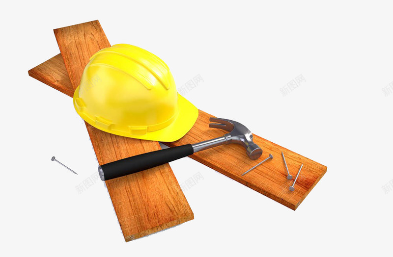 修葺工具png免抠素材_88icon https://88icon.com 修葺工具 安全帽 实物 建筑施工人员安全帽 木头 木板 钉子 锤子