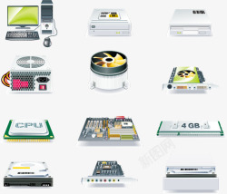 电脑零件计算机科学和技术的图标矢量图高清图片