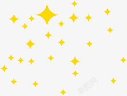白色黄色点点飘浮黄色四角星星高清图片