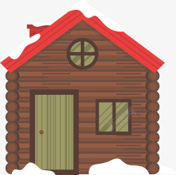 卡通木屋红色屋顶森林木屋矢量图高清图片
