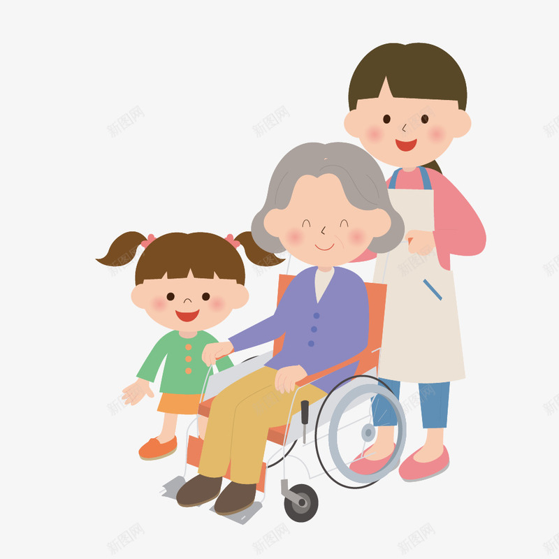 坐在轮椅上的老人家png免抠素材_88icon https://88icon.com 免抠图 坐轮椅的老人 小女孩 护士 效果图 老人 装饰图 装饰画