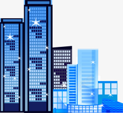 蓝色城市建筑素材