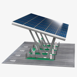 充电桩太阳能绿色马路电动车充电桩高清图片