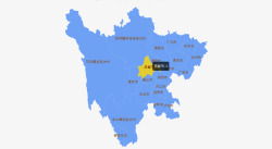 蓝色四川地图和行政区域划分素材
