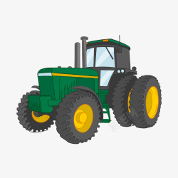 绿色收割机手绘现代农业耕作车高清图片