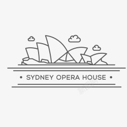 线描悉尼歌剧院手绘卡通悉尼歌剧院简笔画高清图片