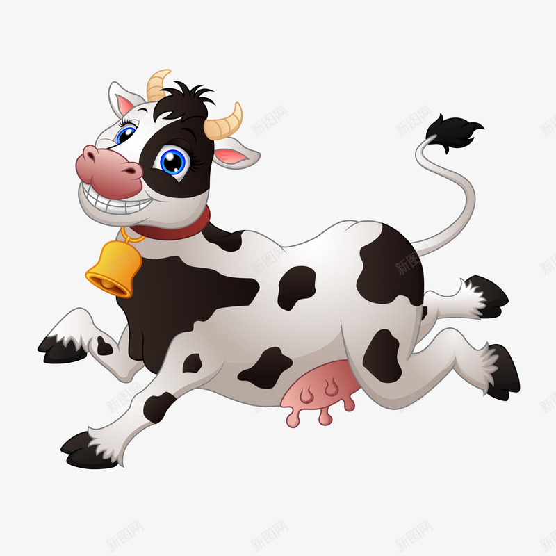 卡通奔跑的奶牛png免抠素材_88icon https://88icon.com 农场 动物 卡通 可爱 奔跑 奶牛 微笑 手绘
