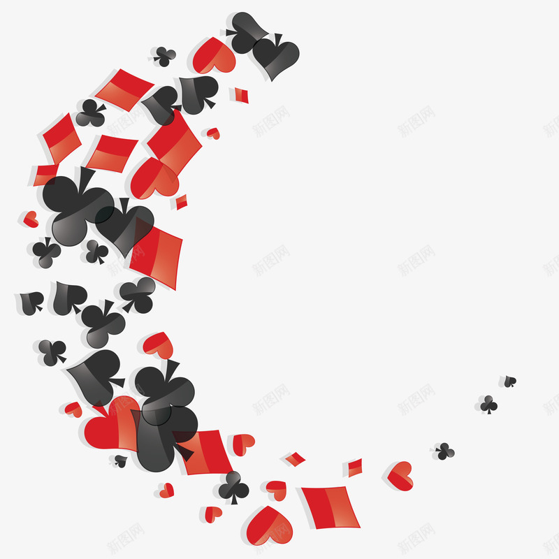 创意半圆形漂浮扑克装饰png免抠素材_88icon https://88icon.com 反光立体质感 唯美矢量png 弧线碎片装饰 漂浮扑克装饰 红桃核桃方片梅花小装饰 赌桌打牌竞猜漂浮png素材