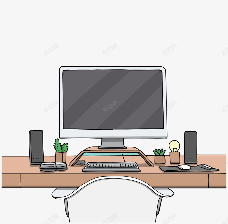 卡通办公桌上的电脑矢量图ai免抠素材_88icon https://88icon.com 办公桌 卡通电脑 台式电脑 桌面电脑 电脑 矢量png 矢量图