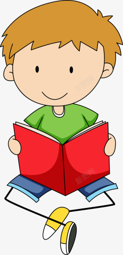 开学季看书的小男孩素材