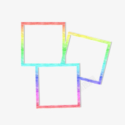 七彩方形外框的粉笔画素材