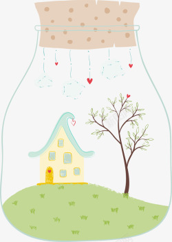创意许愿瓶瓶子里房子高清图片