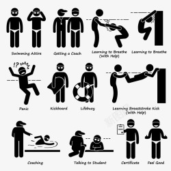 学游泳学游泳的火柴人高清图片