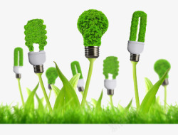 多个绿色概念的节能灯的海报素材