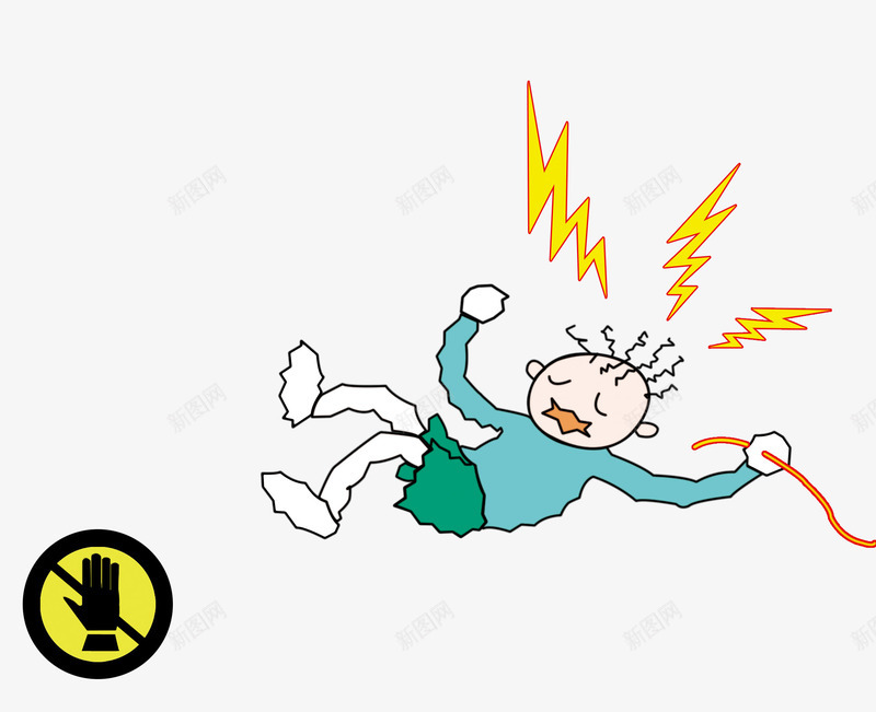 卡通手绘小男孩触电倒地png免抠素材_88icon https://88icon.com 倒地的男孩 卡通的人物 手绘的小男孩 触电的男孩