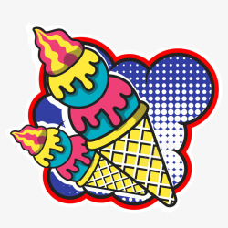 波普风炫酷冰淇淋装饰图案矢量图素材