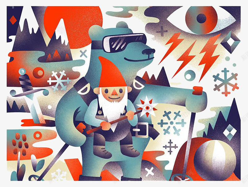 圣诞老人大熊滑雪png免抠素材_88icon https://88icon.com 圣诞老人 大熊 滑雪 眼镜 闪电