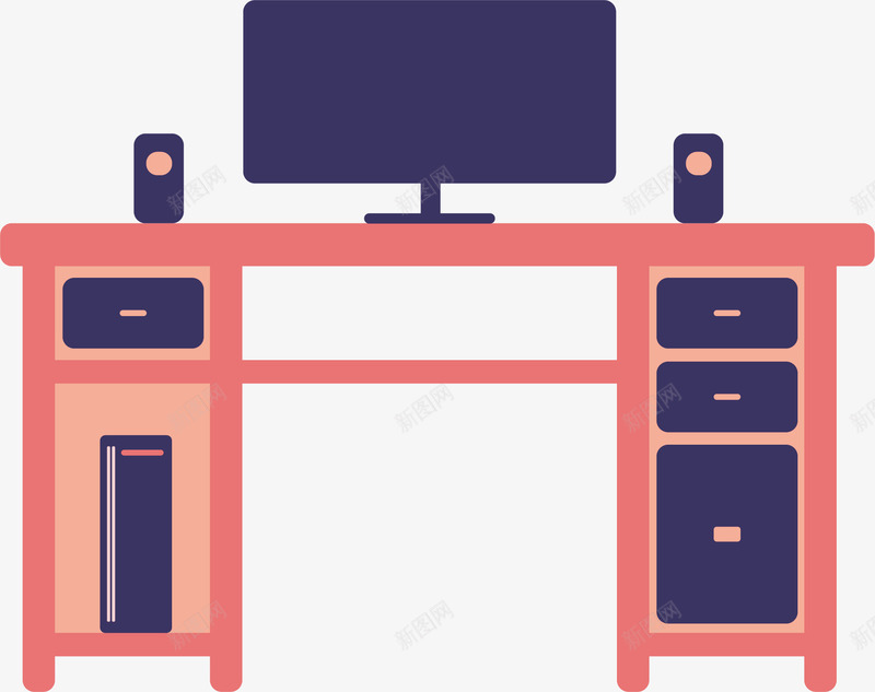 手绘粉色家具电脑桌png免抠素材_88icon https://88icon.com 家具 手绘 电脑桌素材 粉色