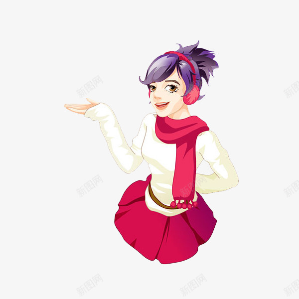 卡通介绍的女孩图png免抠素材_88icon https://88icon.com 卡通 喜庆的 女孩 插图 漂亮的 红围巾 红色 讲解员